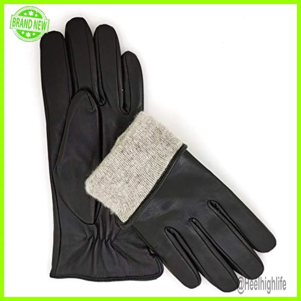 Soft Lambskin Leather Touchscreen Winter Driving Gloves Cashmere Lined